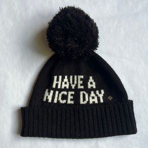 Kate Spade Beanie - Black and White - Have a Nice Day